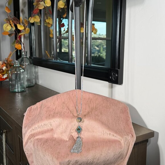 Statement Necklace • Silver Tassel Pendant • Elegant & Glam Jewelry - Picture 2 of 6